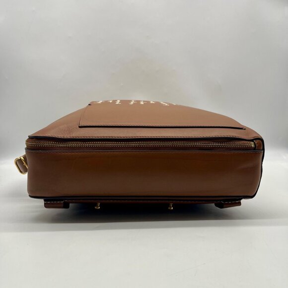 Tory Burch Brown Leather Miller Poetry Large Messenger Bag - Picture 4 of 12